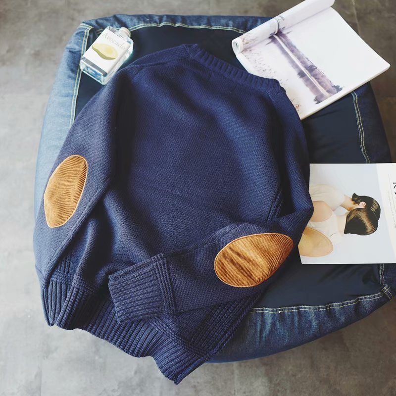 Winter crew neck patch sweater boys clothes  (Available)