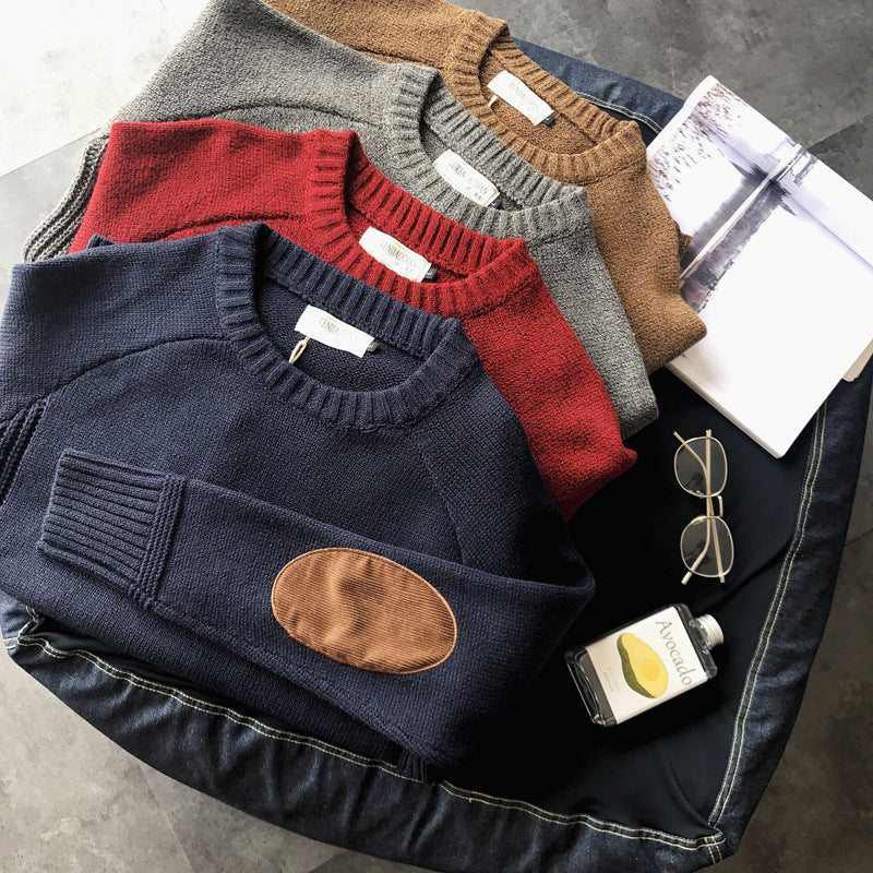 Winter crew neck patch sweater boys clothes  (Available)