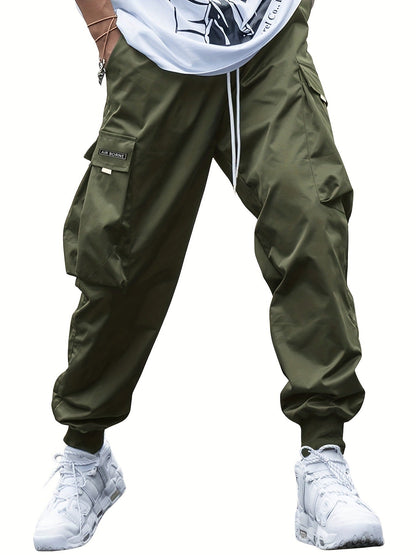 Multi-pocket Cargo Pants Men's Casual Hip-Hop Drawstring Trousers Outdoor Streetwear Sports Pant (Available)
