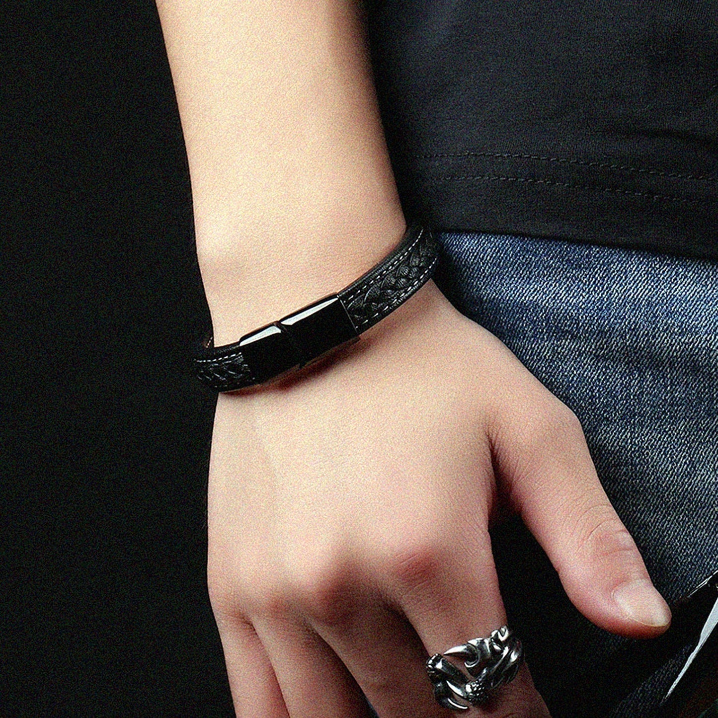 Black titanium steel bracelet  (Available)
