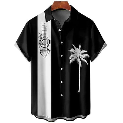Men's Casual Slim Beach 3D Printed Short Sleeve Shirt (Available)