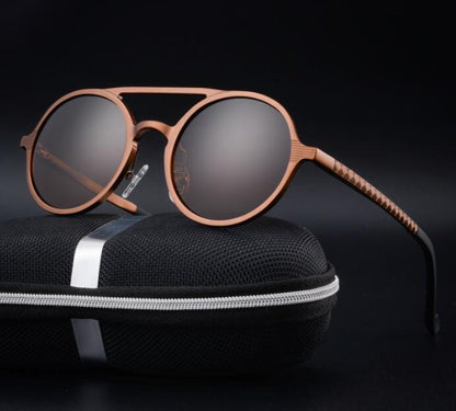 Retro Aluminum Magnesium Sunglasses Polarized Lens Vintage Eyewear Accessories Sun Glasses Driving Men Round Sunglasses