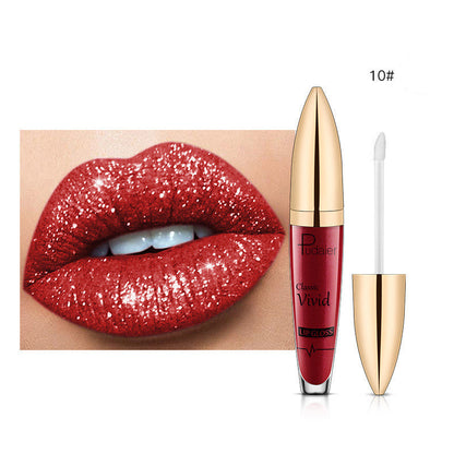 Pudaier Sip Glitter Flip Matte Shimmer Lip Gloss No Stain On Cup Diamond Lipstick (Available)
