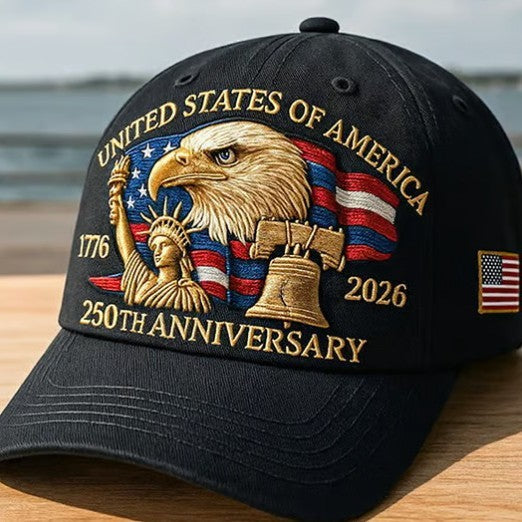 Embroidered American Eagle Head 250 Weeks Old Baseball Cap (Available)