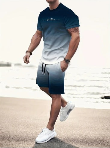 Summer Fashion Trend 3D Digital Printing Men's Short Sleeve Shorts Suit (  (Available)