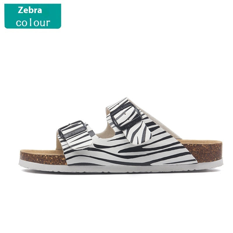 Buckle Flat Cork Slippers Summer Same Beach Buckle Sandals (Available)
