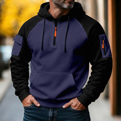 Zipper Decorations Brushed Sports Leisure Pullover Hooded Sweater (Available)