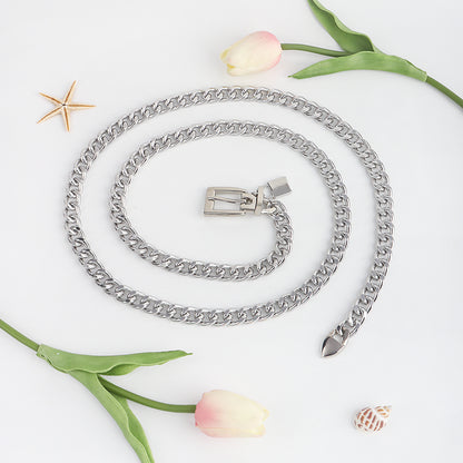 New Hip Hop Fashion For Men And Women Metal Waist Chain Padlock Pendant Versatile Jeans Skirt Accessories Thick Chain