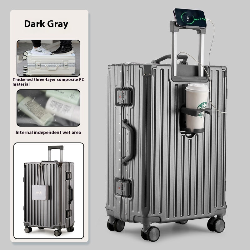 Large Capacity Travel Aluminum Frame Password Luggage  (Available)