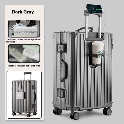 Large Capacity Travel Aluminum Frame Password Luggage  (Available)