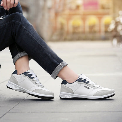 Fashion Light Sports Casual Men Shoes Autumn New Lace-Up Shoes Microfiber Leather Casual Shoes FLats Sneakers (Available)