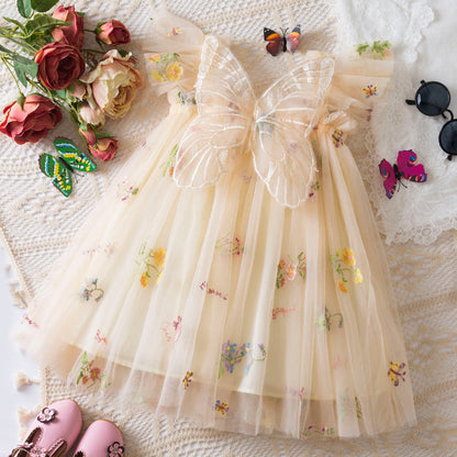 Korean Flower Embroidery Girls' Chiffon Skirt (Available)