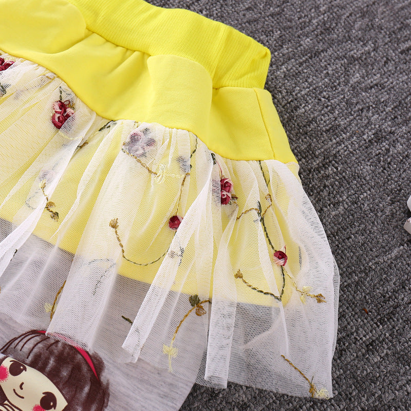 Long Sleeve Toddler Stitching Skirt Pants Set  (Available)