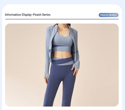 Women's Jacket Trousers Bra Yoga Workout Clothes