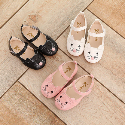 Soft-soled non-slip girls leather shoes