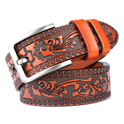 Carved Craft Men's Belt Fashion Cattlehide Leather Pant Belt   (Available)