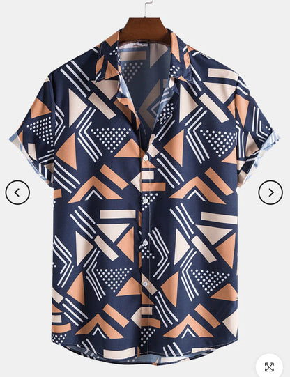 Fashion Men's Art Printed Short Sleeve Shirt   (Available)