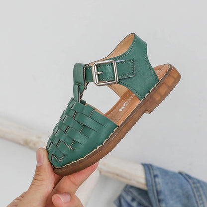 Retro woven solid color girls shoes