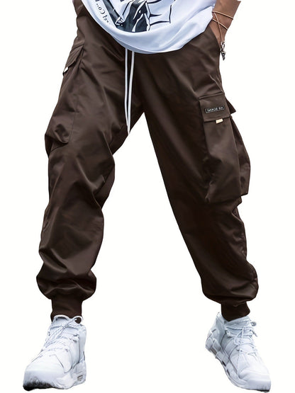 Multi-pocket Cargo Pants Men's Casual Hip-Hop Drawstring Trousers Outdoor Streetwear Sports Pant (Available)
