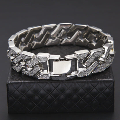 Luxury Hip-hop style Geometric Stars Sparkling Gitter Pink Men's Bracelet (Available)