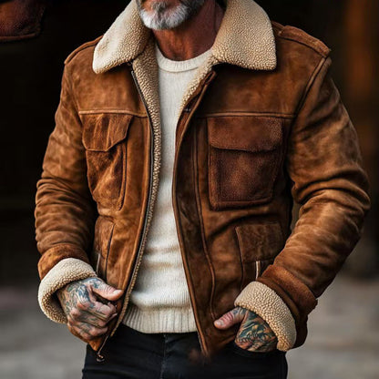 Men's Coat Top Lambswool Lapel Zip Jacket  (Available)