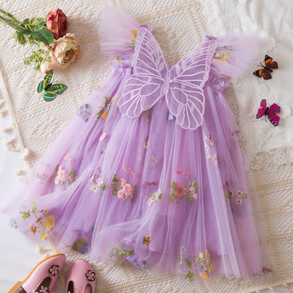 Korean Flower Embroidery Girls' Chiffon Skirt (Available)