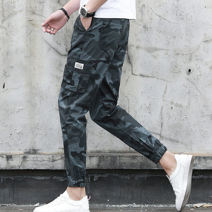Camouflage tooling multi-pocket pants feet feet pants pants nine pants (Available)