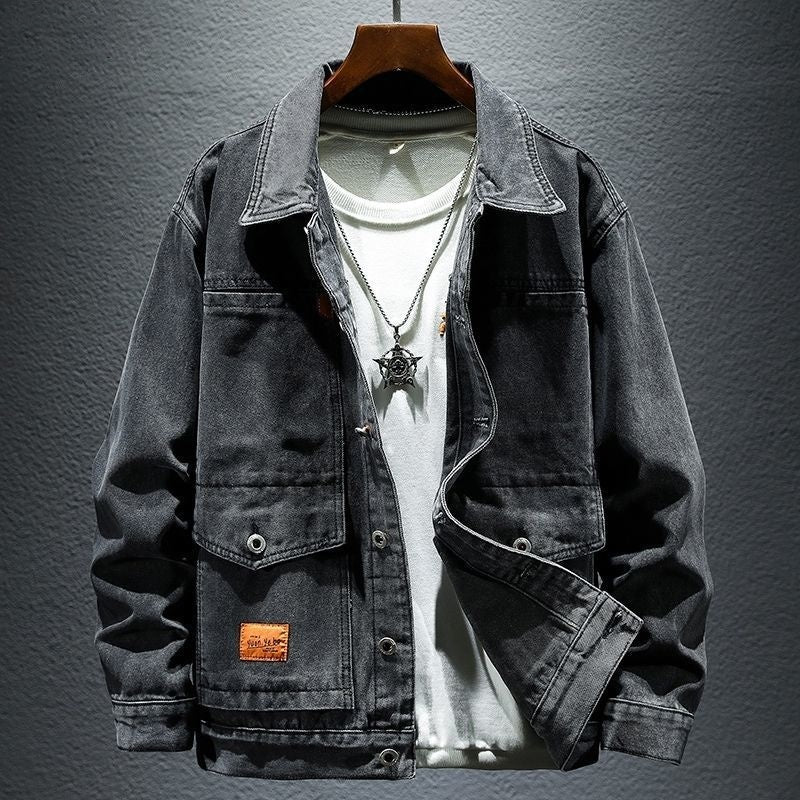 High-grade Black And Gray Denim Coat Men's Autumn New (Available)