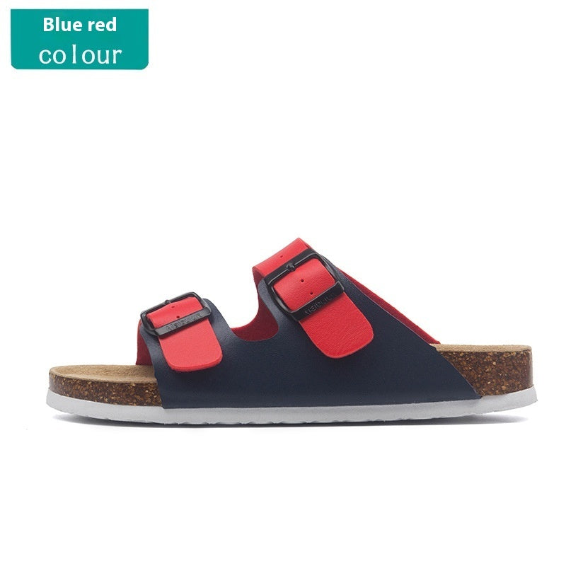 Buckle Flat Cork Slippers Summer Same Beach Buckle Sandals (Available)