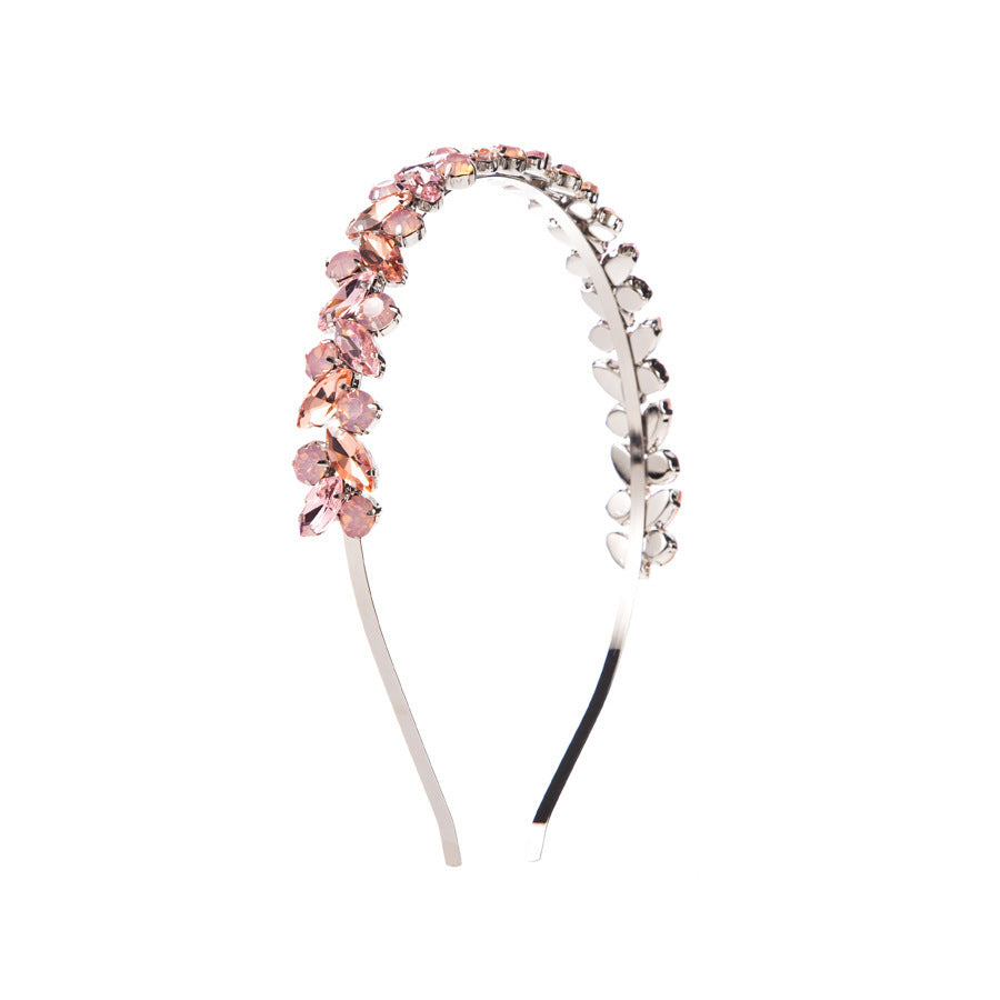 French Retro High-grade Hair Accessories Metal Texture Headband Rhinestone