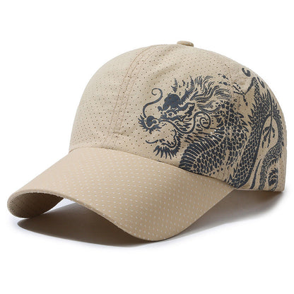 Hat Men's Chinese Style Printed Dragon Baseball Cap Polyester  (Available)
