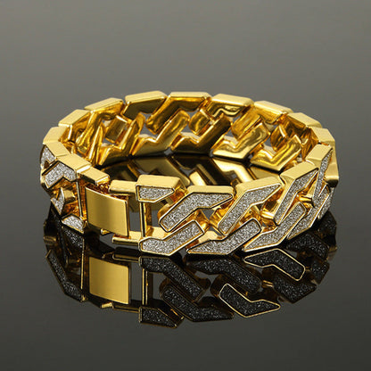 Luxury Hip-hop style Geometric Stars Sparkling Gitter Pink Men's Bracelet (Available)