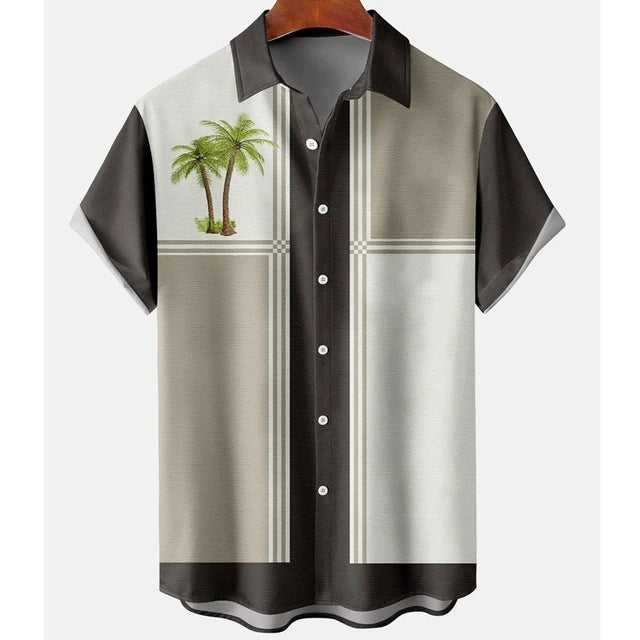 Men's Casual Slim Beach 3D Printed Short Sleeve Shirt (Available)