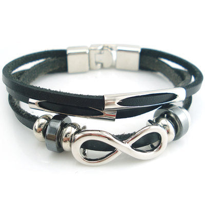 PH18 direct sales Europe and the United States neutral non-mainstream leather retro men's leather bracelet bracelet 8 word unlimited symbol (Available)