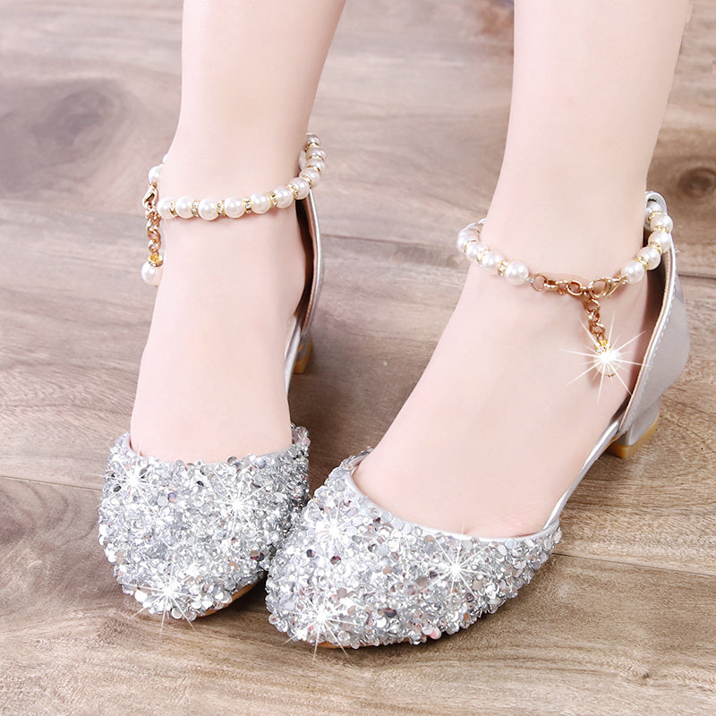 Little Girl Crystal Shoes Dress Shoes Children High Heels (Available)
