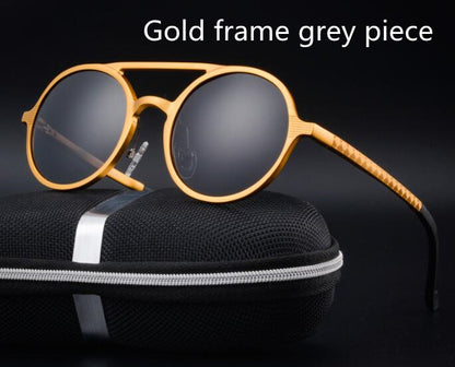 Retro Aluminum Magnesium Sunglasses Polarized Lens Vintage Eyewear Accessories Sun Glasses Driving Men Round Sunglasses