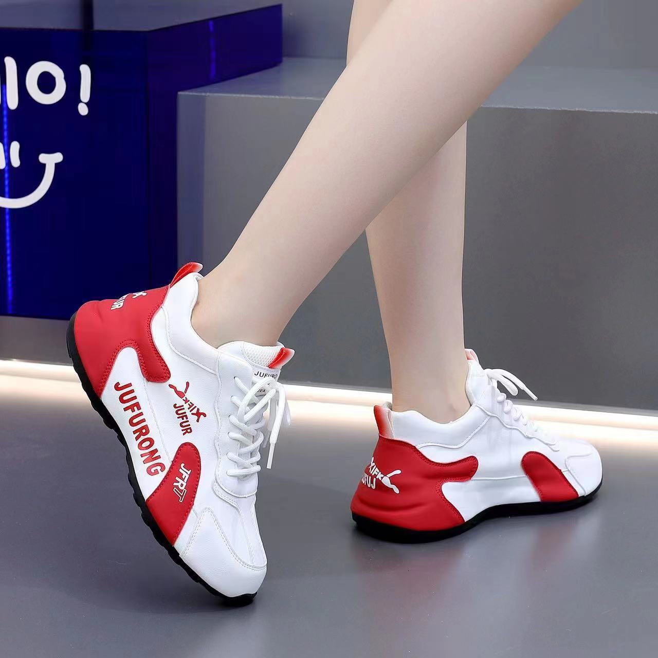 Couple Sports Casual PU White Shoes All-match Wear-resistant. (Available)