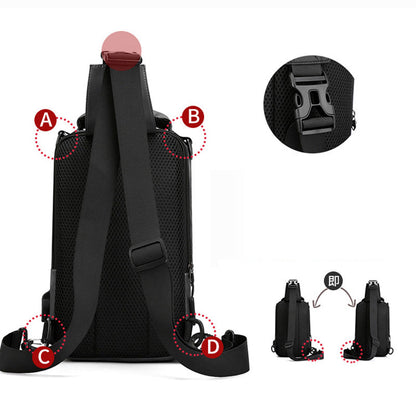Multifunction Bags For Men Nylon Backpack Crossbody Shoulder Bag With USB Charging Port Chest Bags Pack (Available)