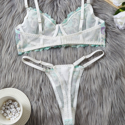 Female Creative Embroidered Printed Bra Set