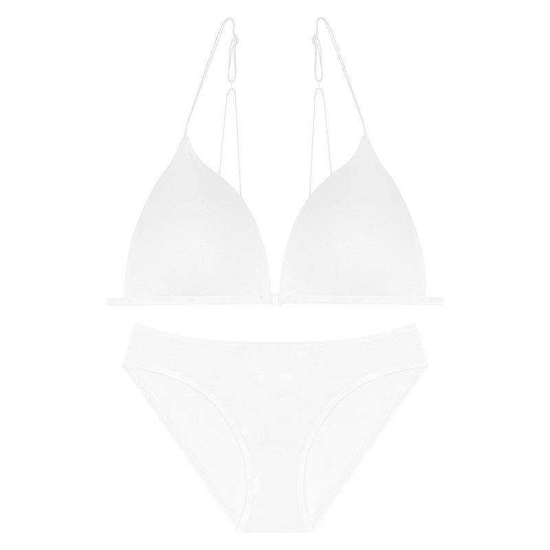 French Sexy Underwear Women's Front Buckle Triangle Cup Wireless Bra Thin