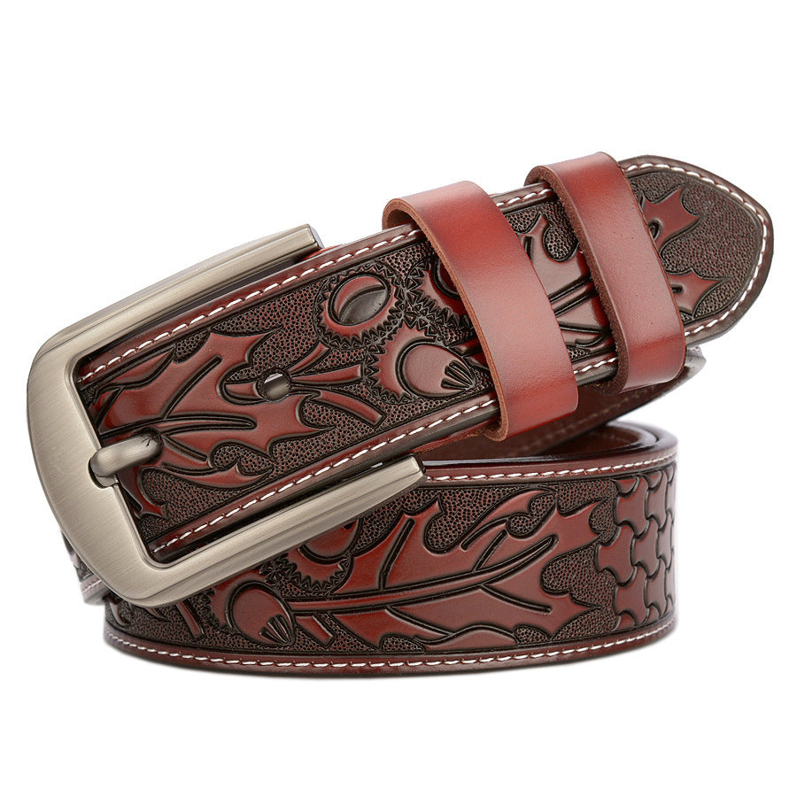 Carved Craft Men's Belt Fashion Cattlehide Leather Pant Belt   (Available)
