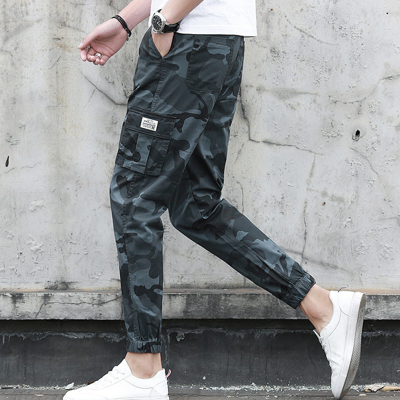 Camouflage tooling multi-pocket pants feet feet pants pants nine pants (Available)