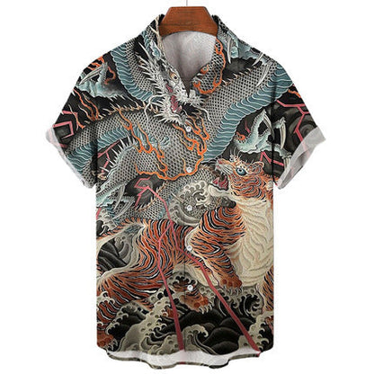 Men's Casual Slim Beach 3D Printed Short Sleeve Shirt (Available)