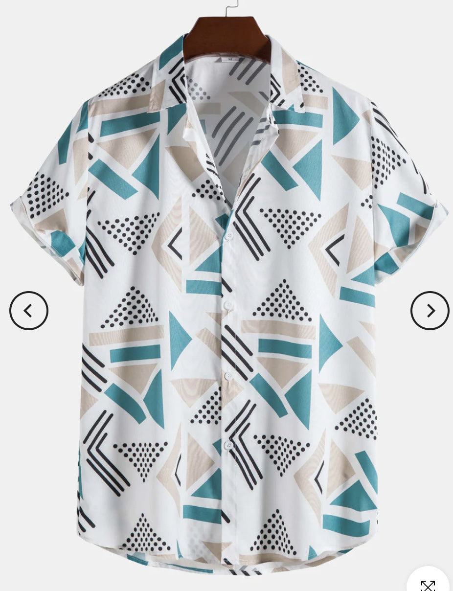 Fashion Men's Art Printed Short Sleeve Shirt   (Available)