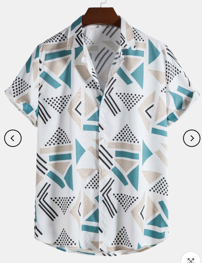 Fashion Men's Art Printed Short Sleeve Shirt   (Available)