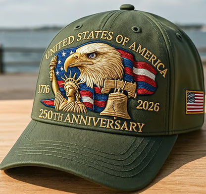Embroidered American Eagle Head 250 Weeks Old Baseball Cap (Available)