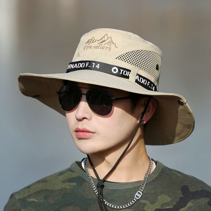 Mountaineering Fishing Sunscreen Travel Breathable Large Eave Visor Hat For Men (Available)
