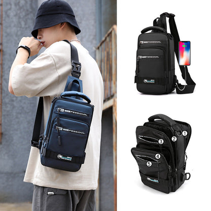 Multifunction Bags For Men Nylon Backpack Crossbody Shoulder Bag With USB Charging Port Chest Bags Pack   (Available)