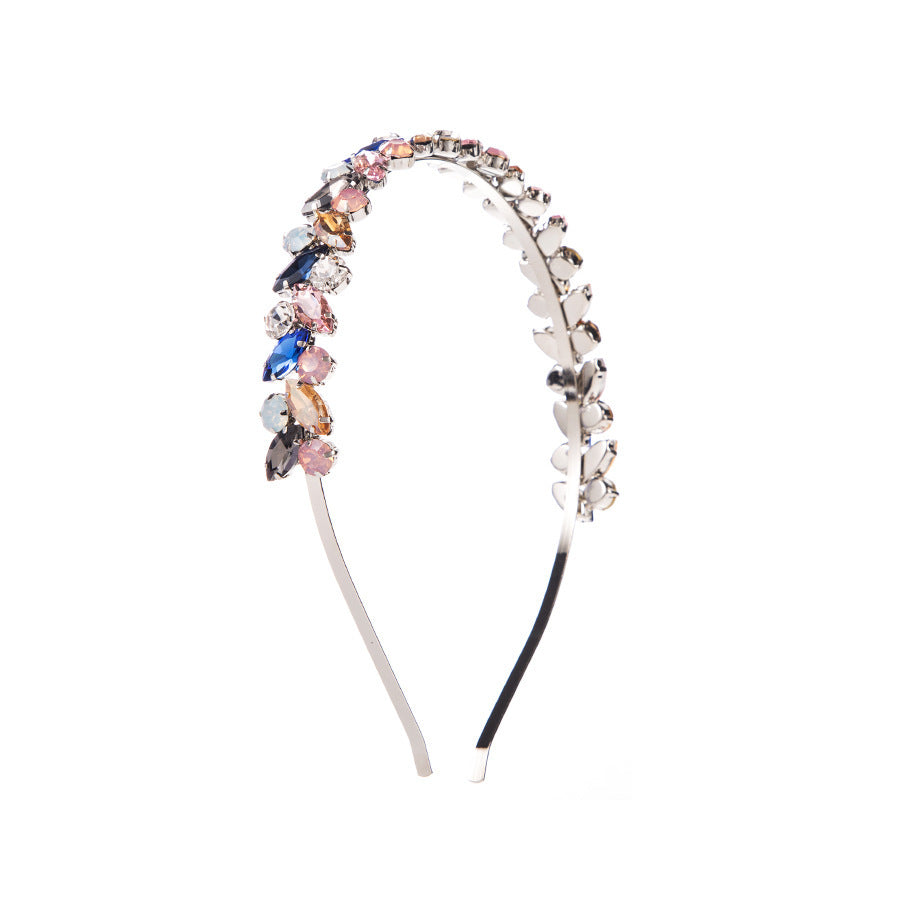 French Retro High-grade Hair Accessories Metal Texture Headband Rhinestone