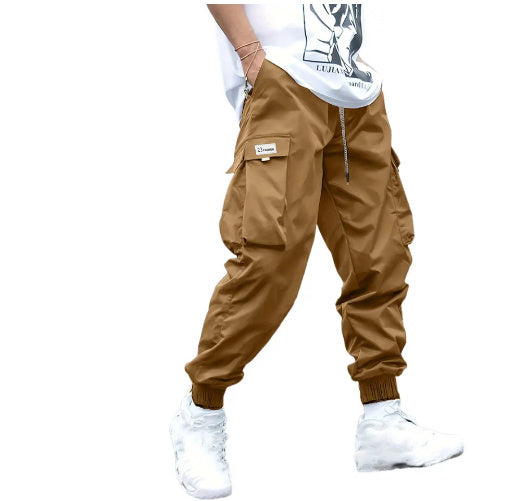 Multi-pocket Cargo Pants Men's Casual Hip-Hop Drawstring Trousers Outdoor Streetwear Sports Pant (Available)